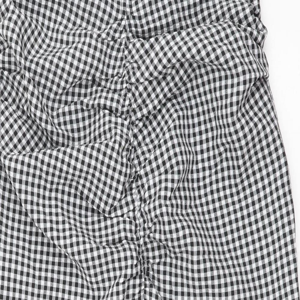 Mango Womens Black Check Polyester Straight & Pencil Skirt Size XS Zip