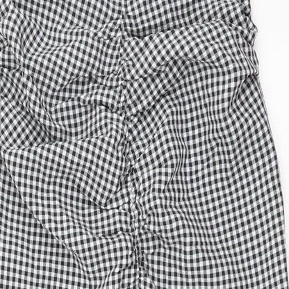 Mango Womens Black Check Polyester Straight & Pencil Skirt Size XS Zip