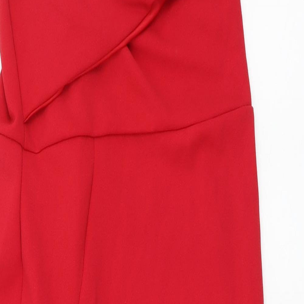 Missguided Womens Red Polyester Sheath Size 10 One Shoulder Zip