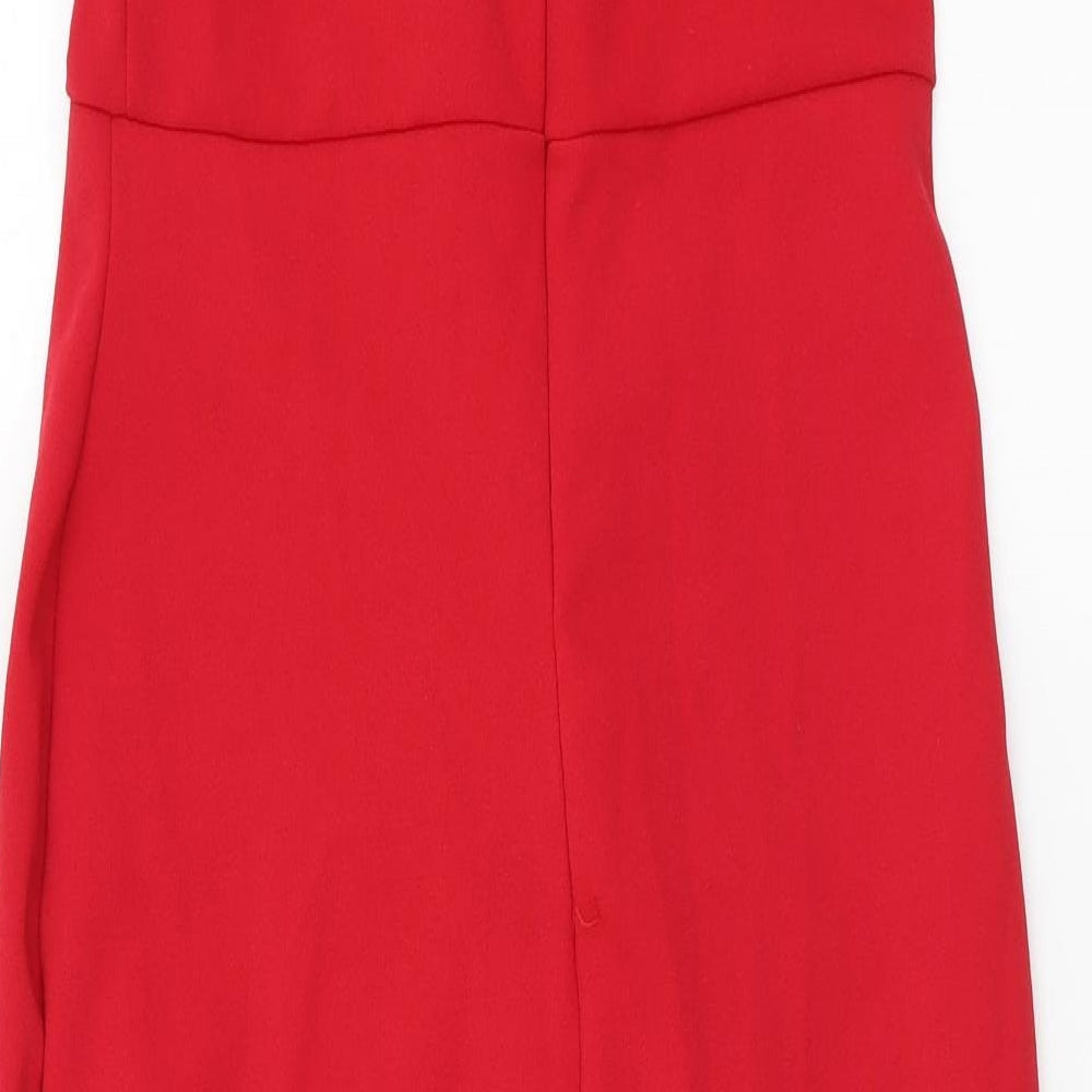 Missguided Womens Red Polyester Sheath Size 10 One Shoulder Zip