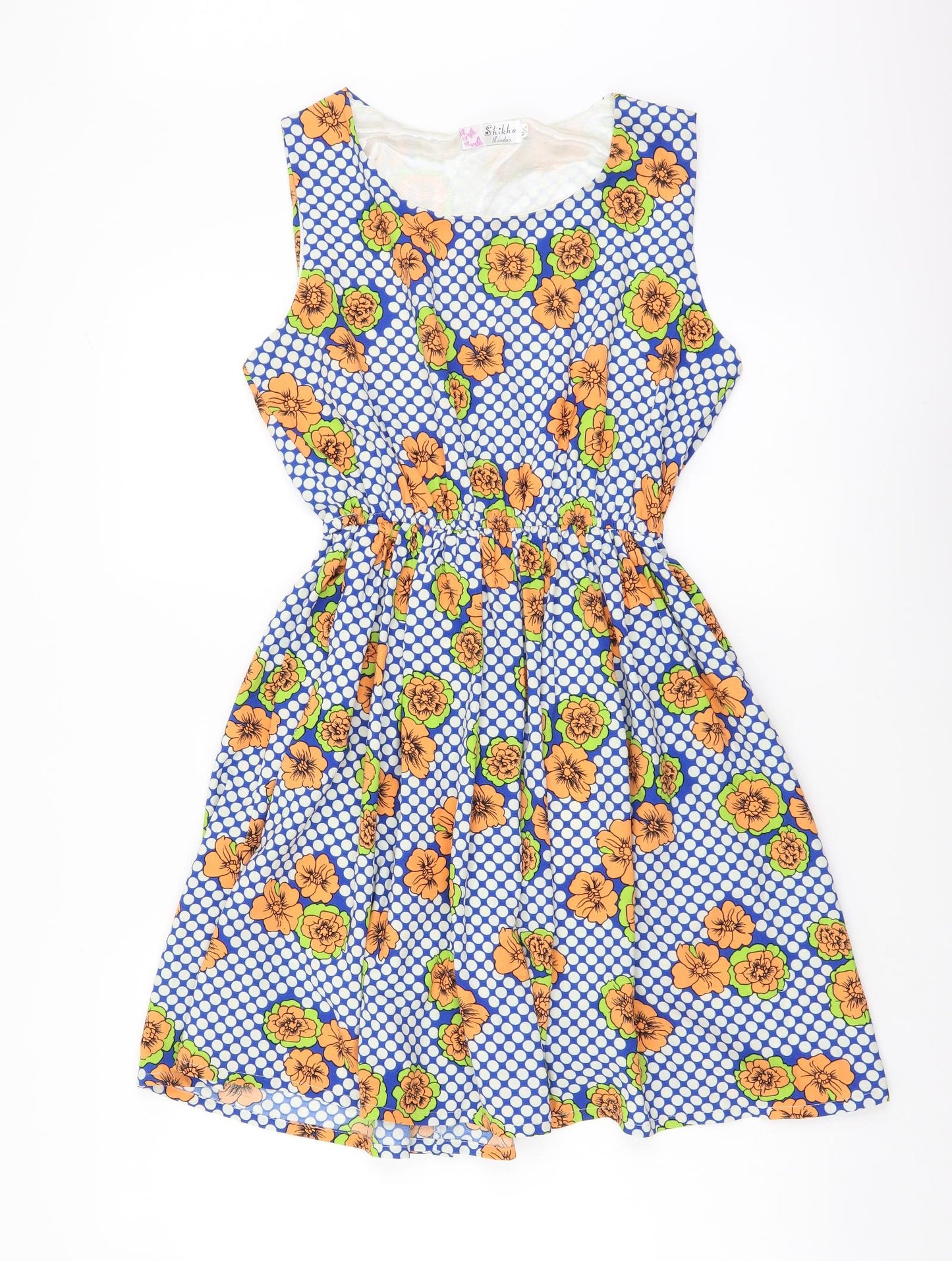 Shikka Womens Multicoloured Floral Polyester Fit & Flare Size M Boat Neck Zip