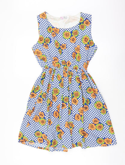 Shikka Womens Multicoloured Floral Polyester Fit & Flare Size M Boat Neck Zip