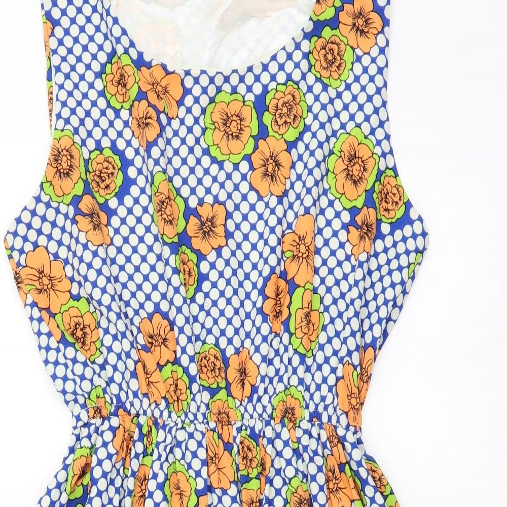 Shikka Womens Multicoloured Floral Polyester Fit & Flare Size M Boat Neck Zip