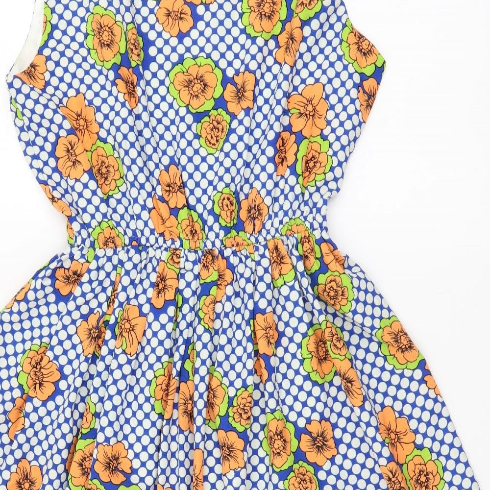 Shikka Womens Multicoloured Floral Polyester Fit & Flare Size M Boat Neck Zip