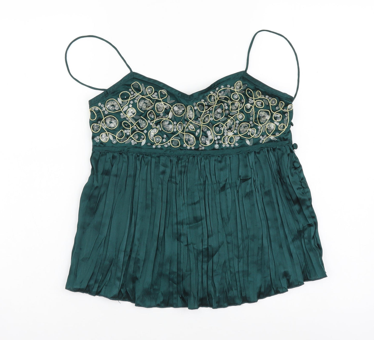 F&F Womens Green Polyester Camisole Blouse Size 10 V-Neck