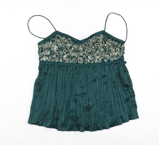 F&F Womens Green Polyester Camisole Blouse Size 10 V-Neck