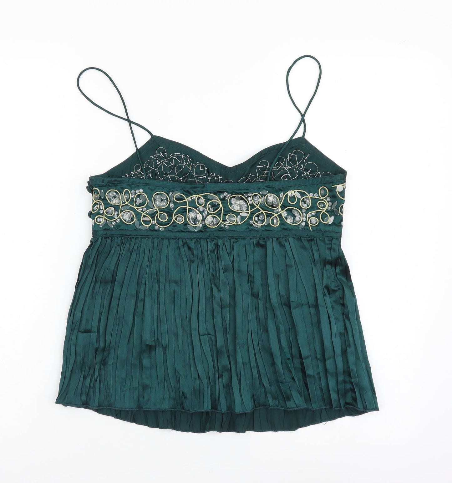 F&F Womens Green Polyester Camisole Blouse Size 10 V-Neck