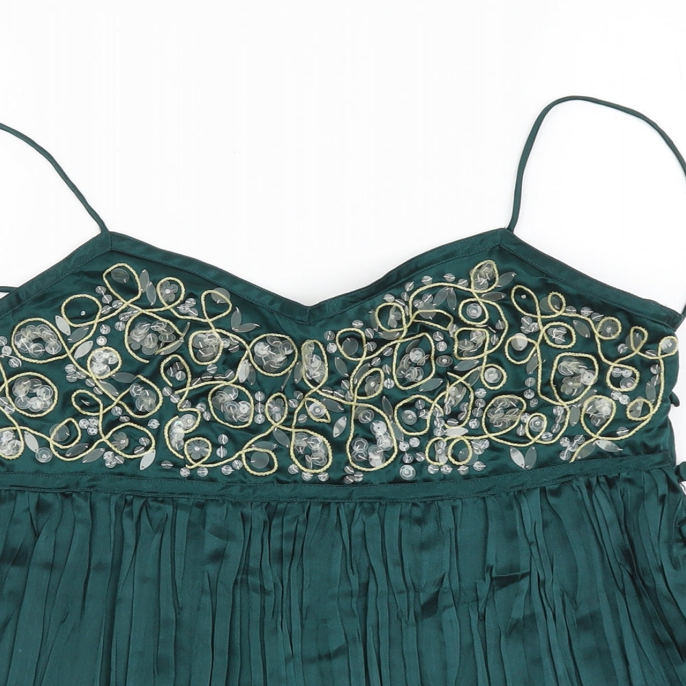 F&F Womens Green Polyester Camisole Blouse Size 10 V-Neck