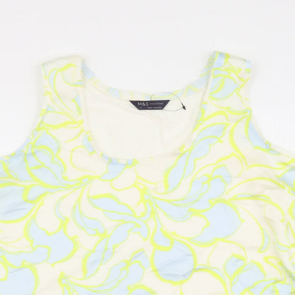 Marks and Spencer Womens Blue Polyester Basic Tank Size 14 Scoop Neck
