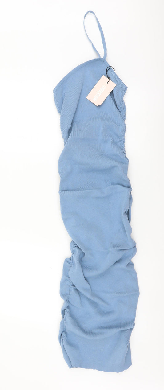 Missguided Womens Blue Polyester Sheath Size 6 Square Neck Pullover