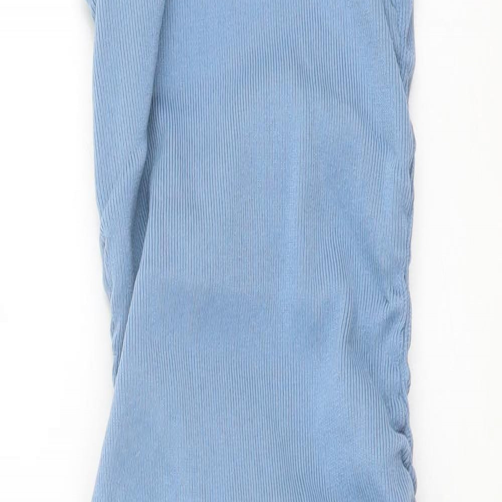 Missguided Womens Blue Polyester Sheath Size 6 Square Neck Pullover