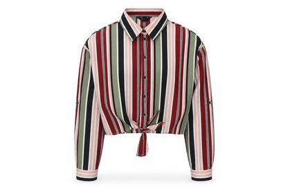 New Look Girls Multicoloured Striped Polyester Basic Button-Up Size 11 Years Collared Button