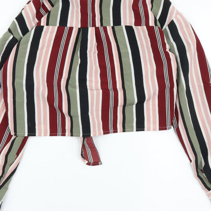 New Look Girls Multicoloured Striped Polyester Basic Button-Up Size 11 Years Collared Button