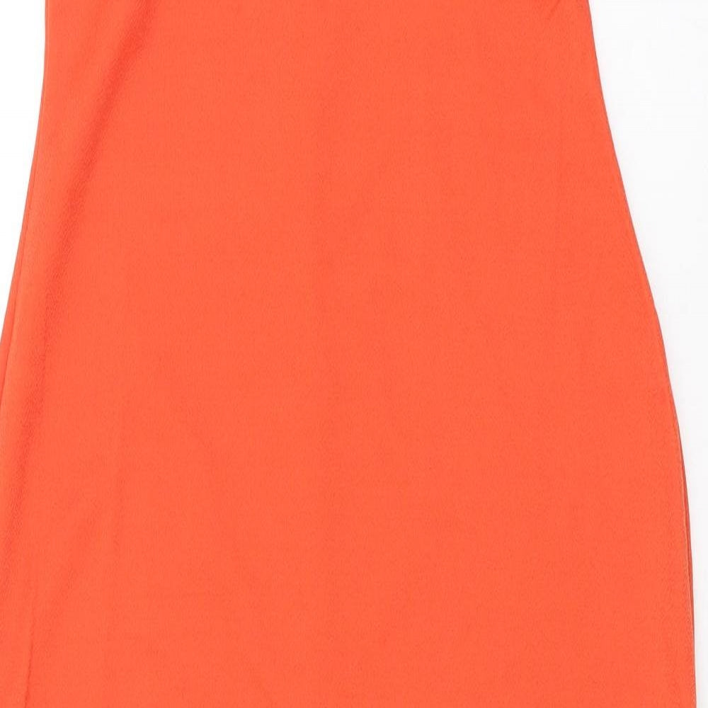 Boohoo Womens Orange Polyester Bodycon Size 10 Off the Shoulder Pullover