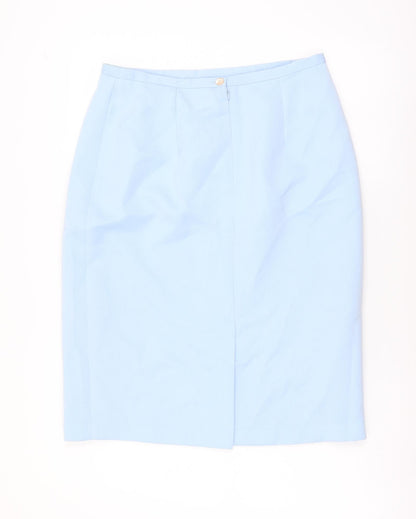 Collezioni Womens Blue Polyester Straight & Pencil Skirt Size 14 Zip