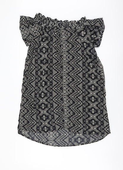 Atmosphere Womens Black Geometric Polyester A-Line Size 14 Off the Shoulder Pullover