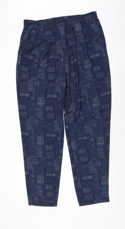 Viza Viz Womens Blue Geometric Polyester Trousers Size 12 L29 in Regular