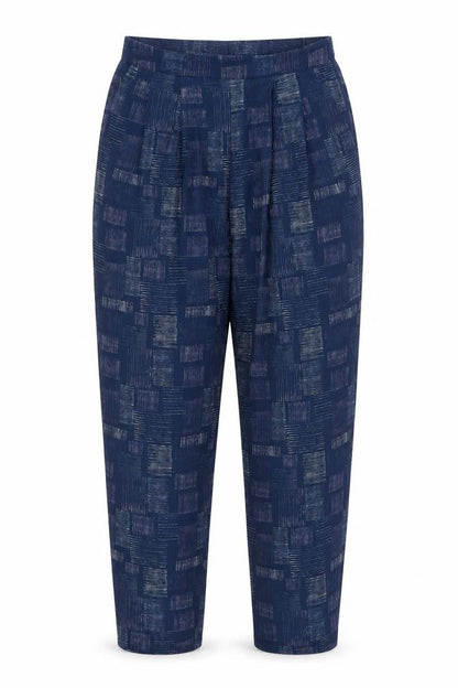 Viza Viz Womens Blue Geometric Polyester Trousers Size 12 L29 in Regular