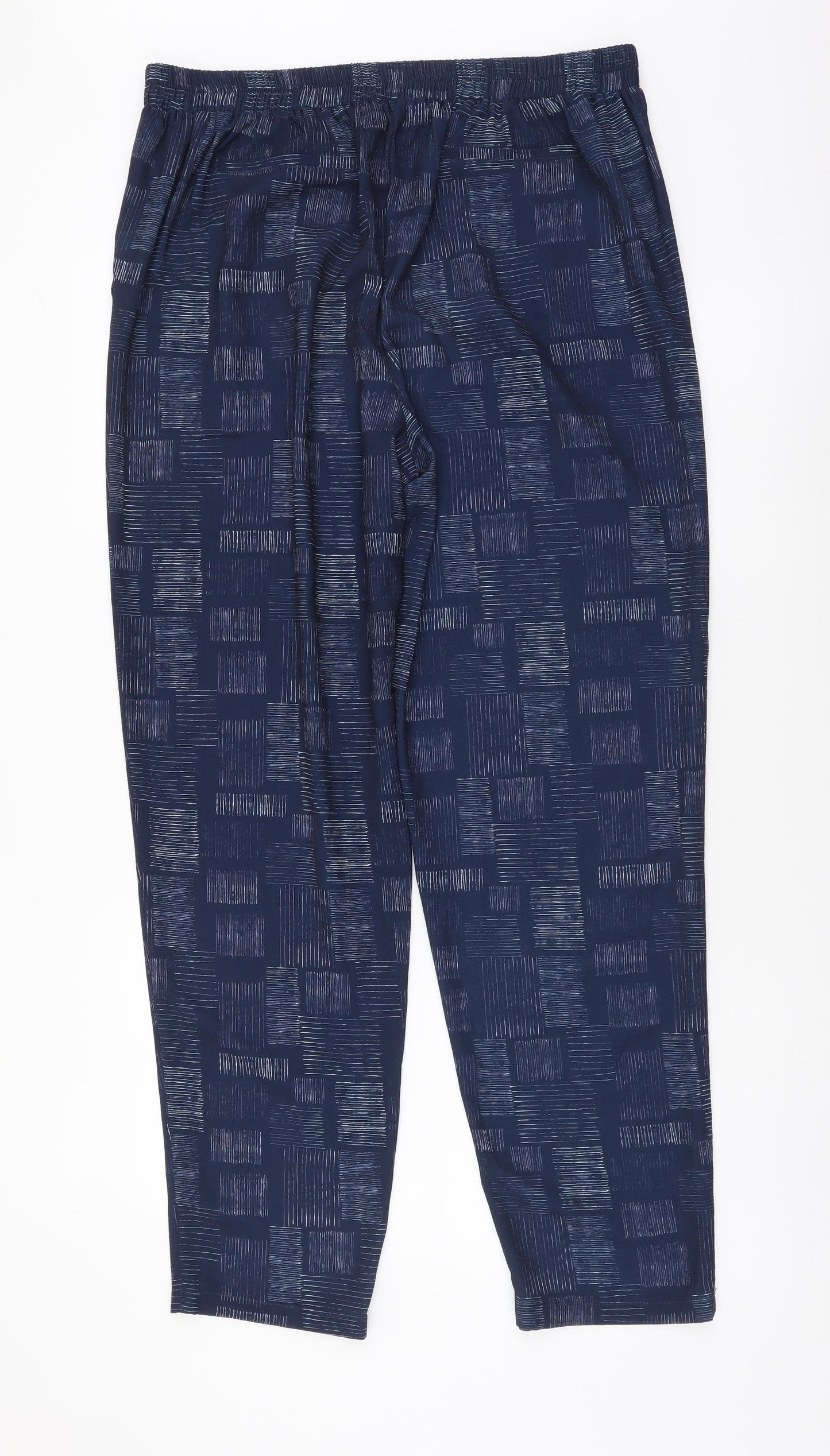 Viza Viz Womens Blue Geometric Polyester Trousers Size 12 L29 in Regular