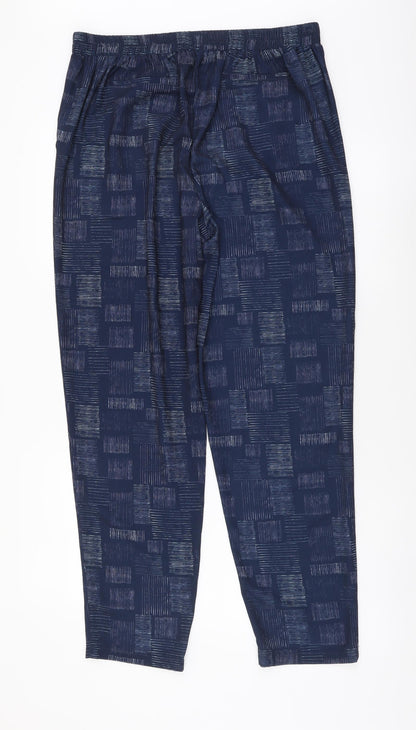 Viza Viz Womens Blue Geometric Polyester Trousers Size 12 L29 in Regular