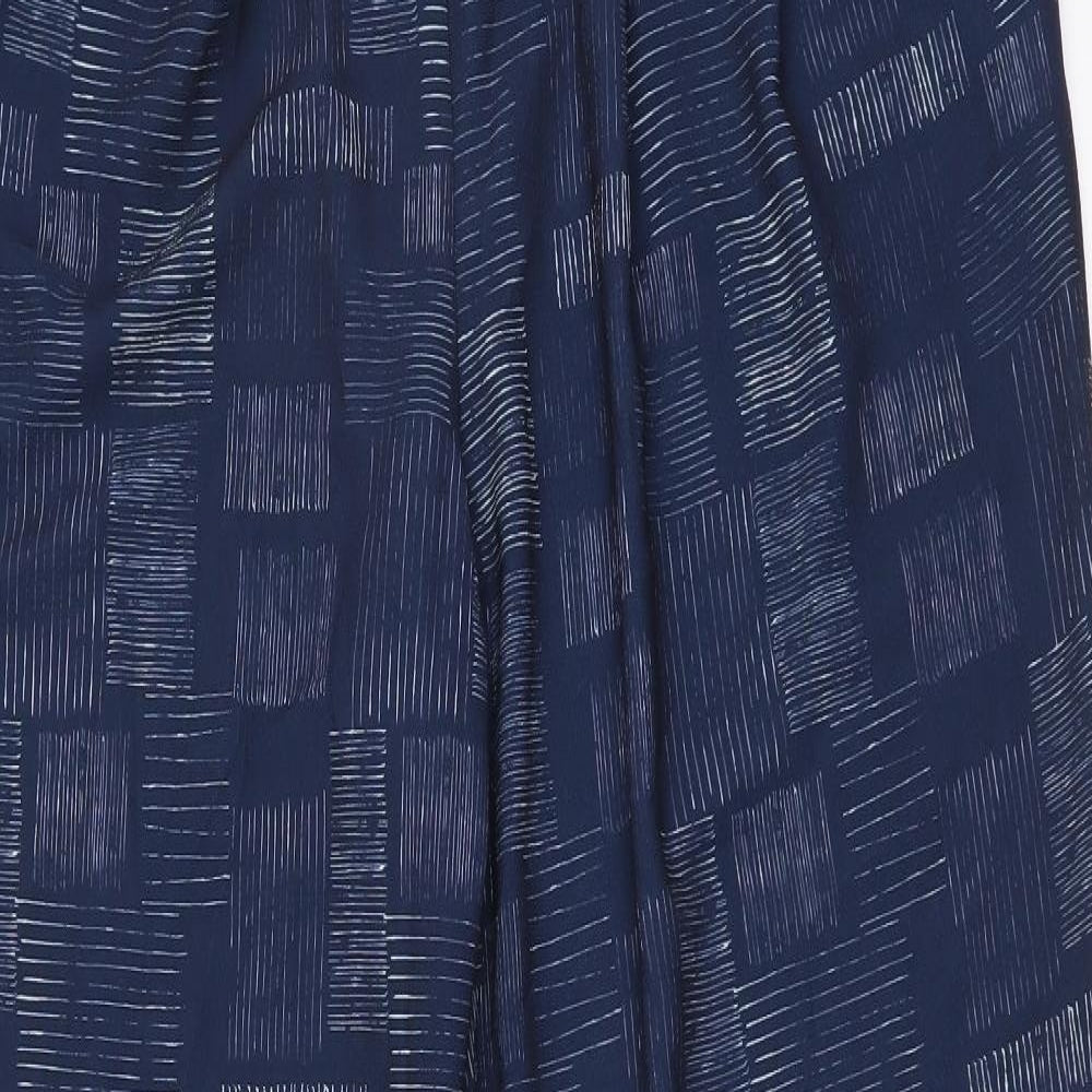 Viza Viz Womens Blue Geometric Polyester Trousers Size 12 L29 in Regular