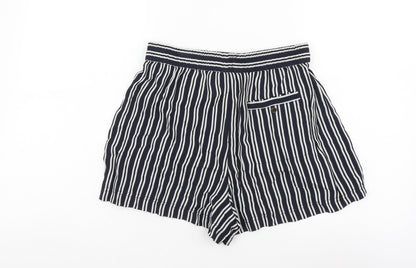 Urban Womens Blue Striped Polyester Paperbag Shorts Size S L3 in Regular