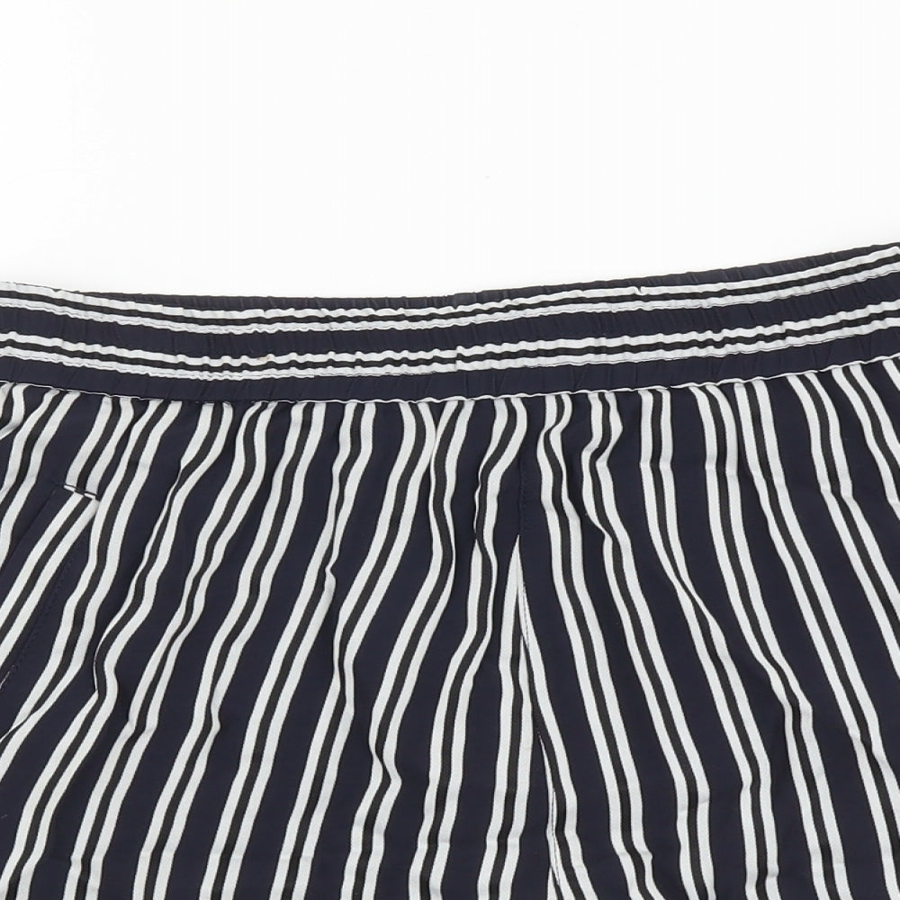 Urban Womens Blue Striped Polyester Paperbag Shorts Size S L3 in Regular