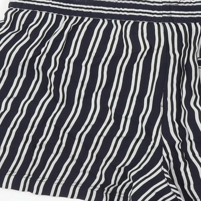 Urban Womens Blue Striped Polyester Paperbag Shorts Size S L3 in Regular