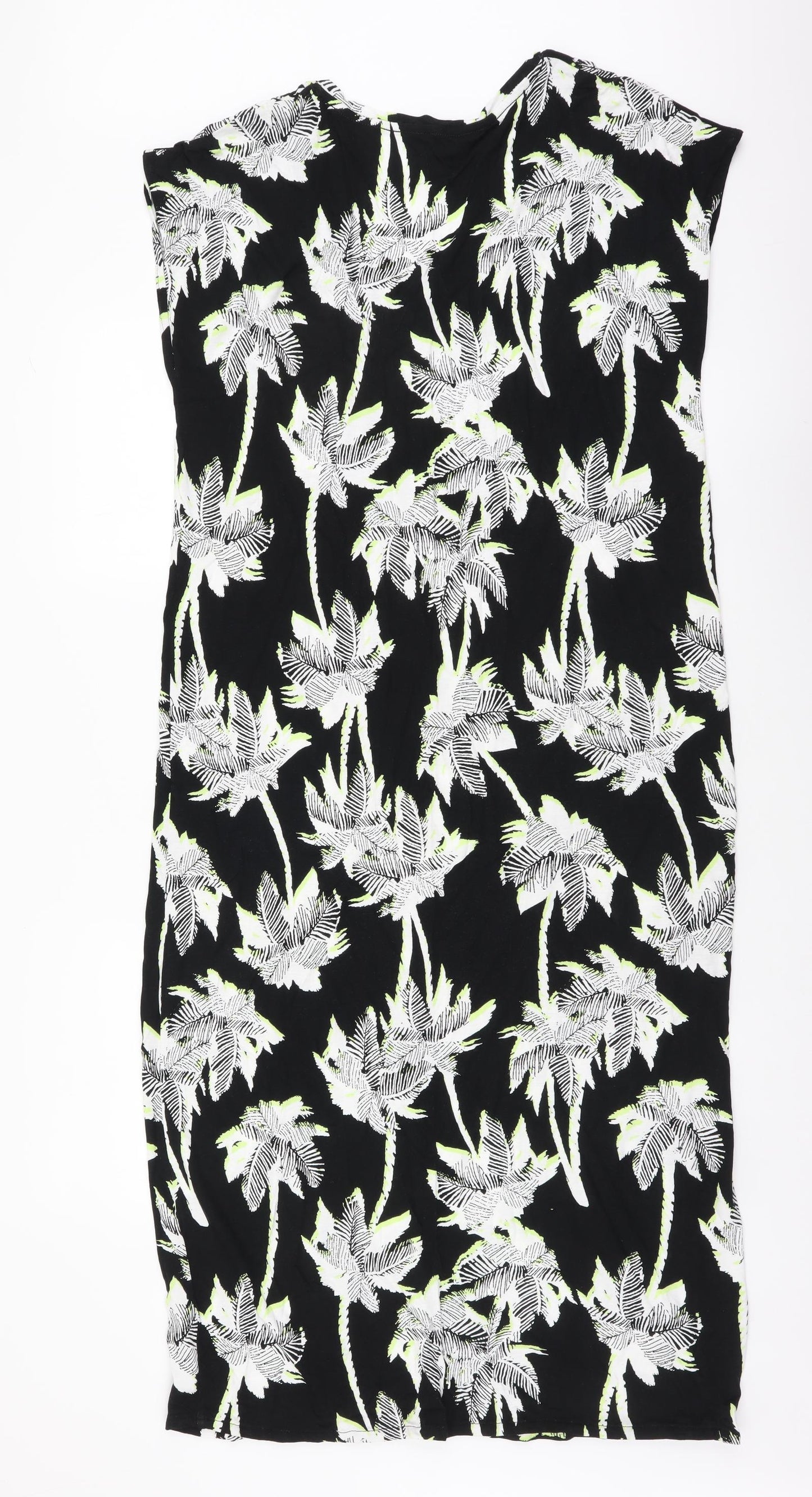 Marks and Spencer Womens Black Floral Viscose Sheath Size M Sweetheart Pullover