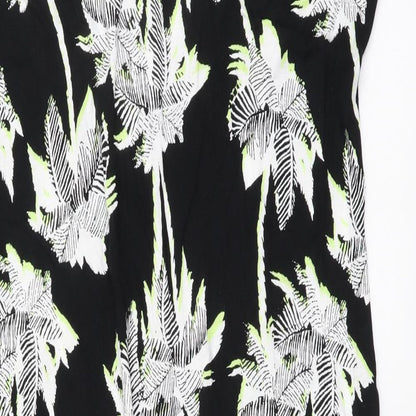 Marks and Spencer Womens Black Floral Viscose Sheath Size M Sweetheart Pullover