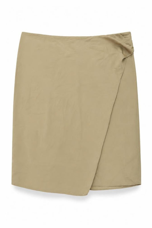 Marks and Spencer Womens Brown Polyester Wrap Skirt Size 22 Zip