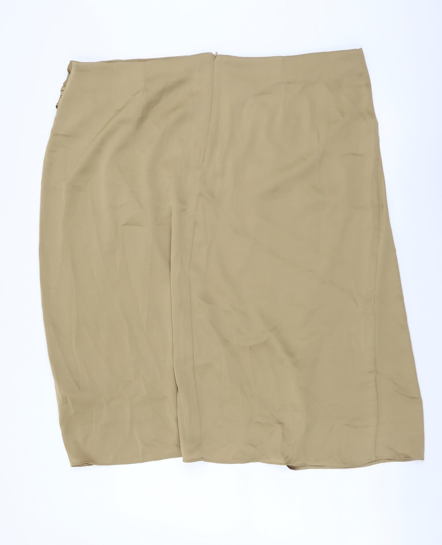 Marks and Spencer Womens Brown Polyester Wrap Skirt Size 22 Zip