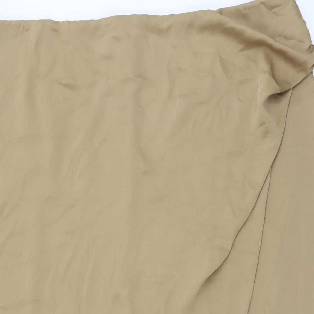 Marks and Spencer Womens Brown Polyester Wrap Skirt Size 22 Zip