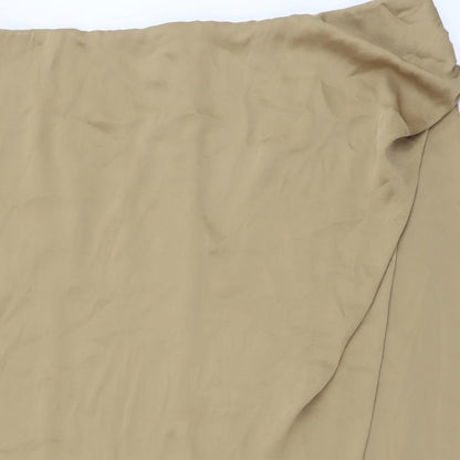 Marks and Spencer Womens Brown Polyester Wrap Skirt Size 22 Zip