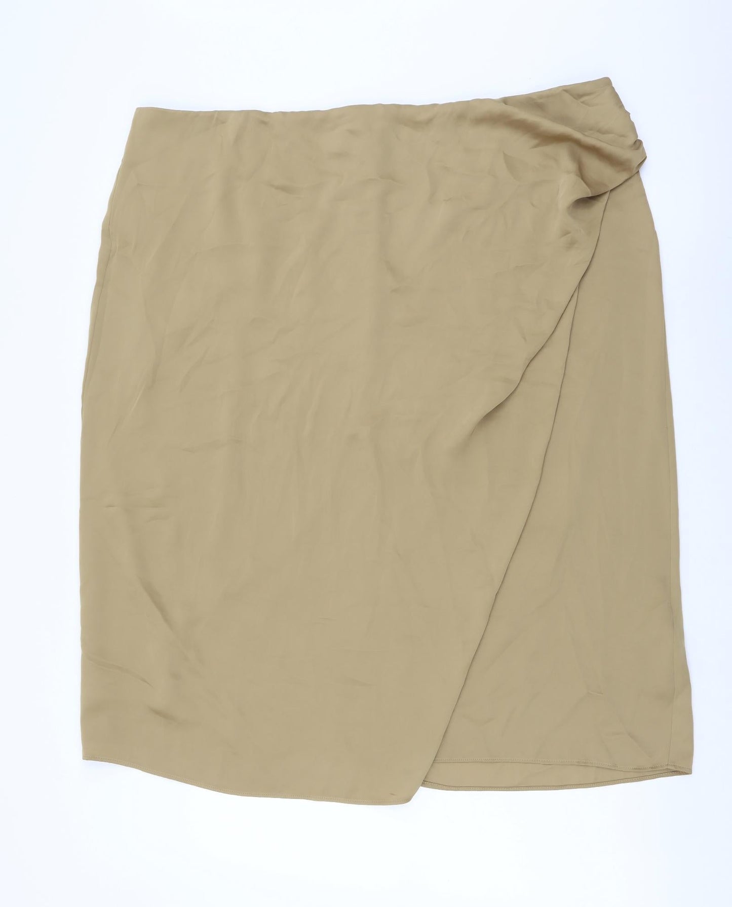 Marks and Spencer Womens Beige Polyester Wrap Skirt Size 20 Zip