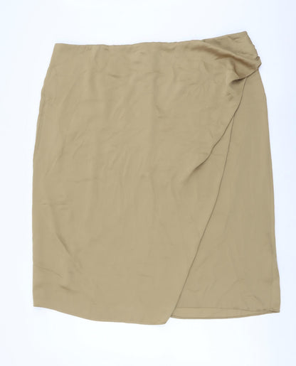 Marks and Spencer Womens Beige Polyester Wrap Skirt Size 20 Zip