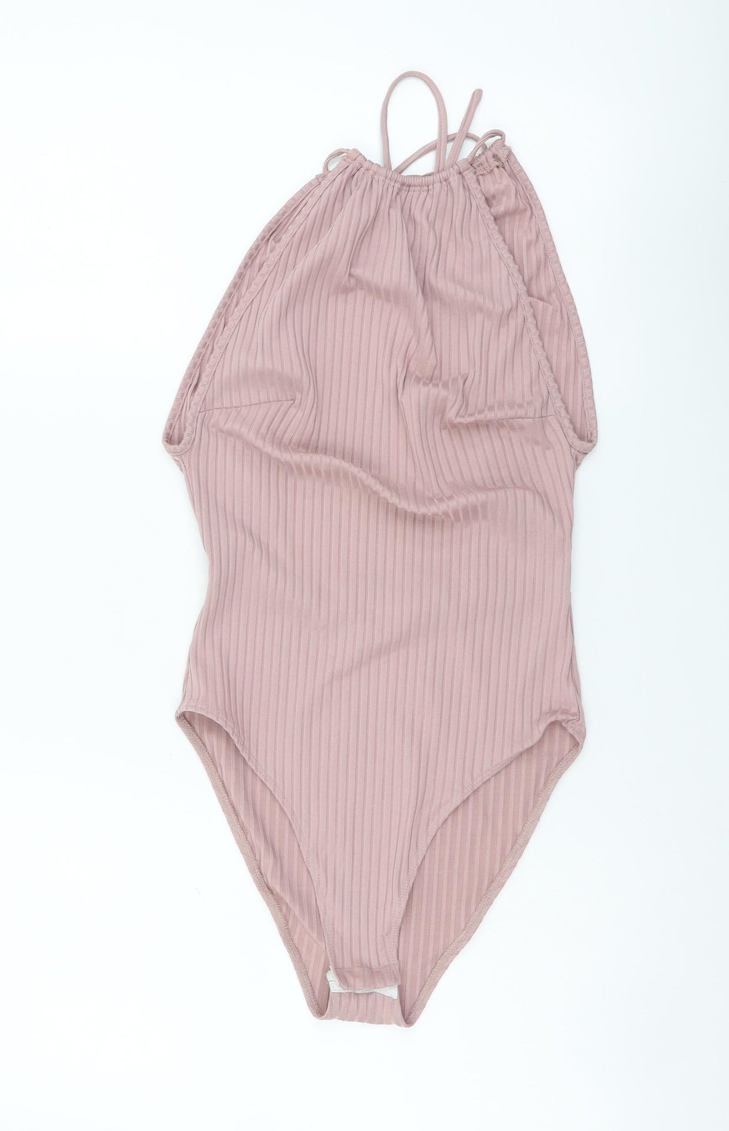 Missguided Womens Pink Polyester Bodysuit One-Piece Size 8 Snap