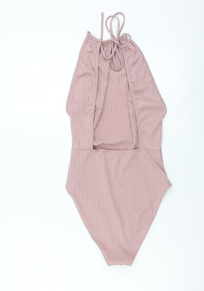 Missguided Womens Pink Polyester Bodysuit One-Piece Size 8 Snap
