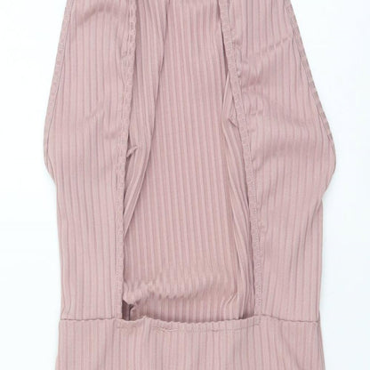 Missguided Womens Pink Polyester Bodysuit One-Piece Size 8 Snap