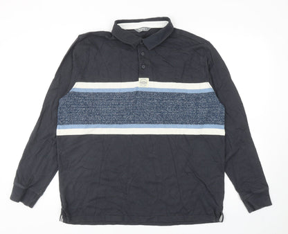 Nutmeg Mens Grey Colourblock Cotton Polo Size XL Collared Button