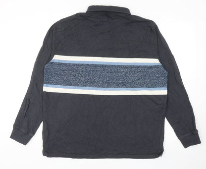 Nutmeg Mens Grey Colourblock Cotton Polo Size XL Collared Button