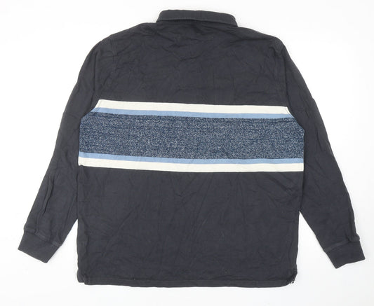 Nutmeg Mens Grey Colourblock Cotton Polo Size XL Collared Button