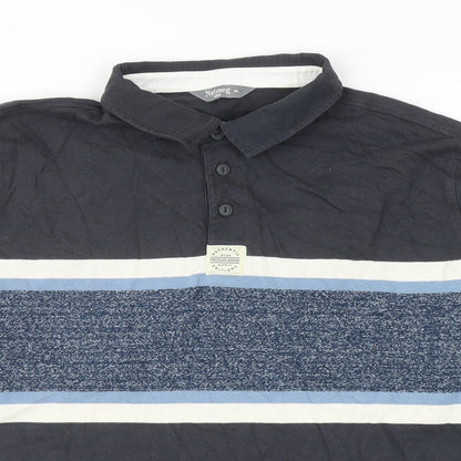 Nutmeg Mens Grey Colourblock Cotton Polo Size XL Collared Button