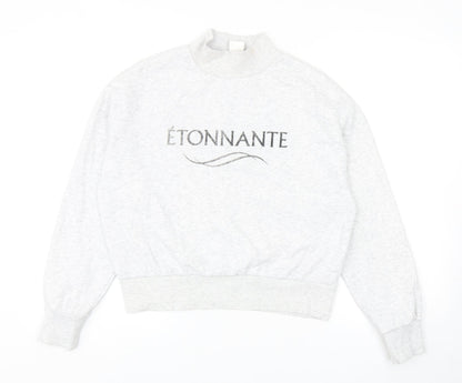 H&M Womens Grey Cotton Pullover Sweatshirt Size S Pullover - Etonnante