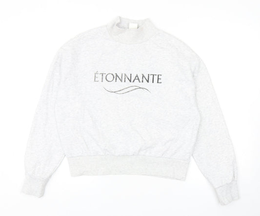 H&M Womens Grey Cotton Pullover Sweatshirt Size S Pullover - Etonnante