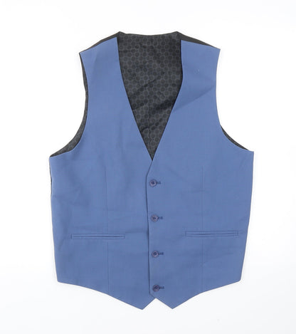 ASOS Mens Blue Viscose Jacket Suit Waistcoat Size 40