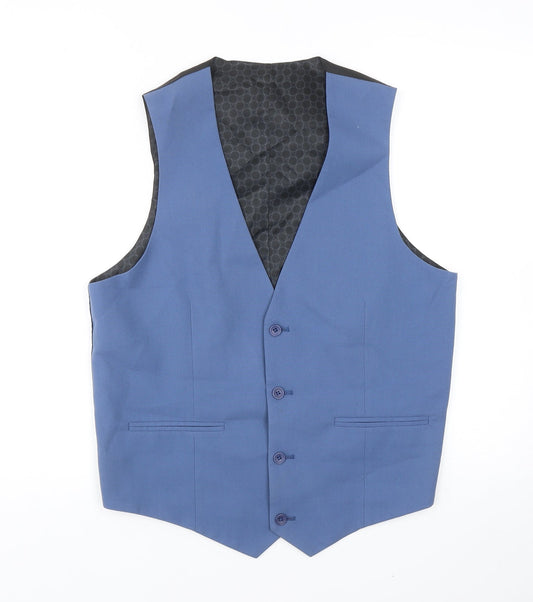 ASOS Mens Blue Viscose Jacket Suit Waistcoat Size 40