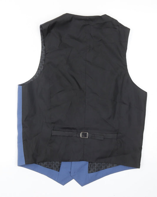 ASOS Mens Blue Viscose Jacket Suit Waistcoat Size 40