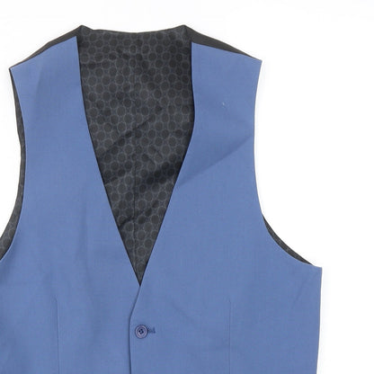 ASOS Mens Blue Viscose Jacket Suit Waistcoat Size 40