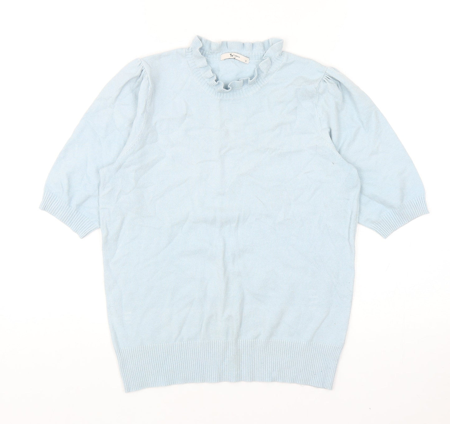 TU Womens Blue Mock Neck Viscose Pullover Jumper Size 12